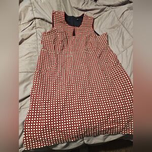 Lands' End Red and White Polka Dot Midi Dress
